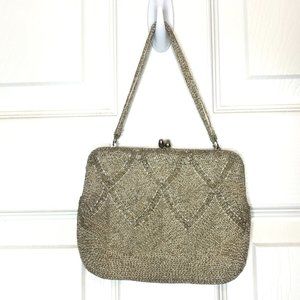 Vintage 1960's Ivory/White Beaded Walborg Handbag